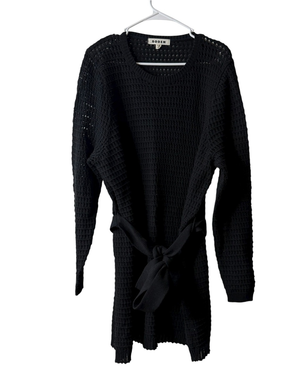 Boden Black Crochet Knit Sheer Sweater Dress - Picture 2 of 7